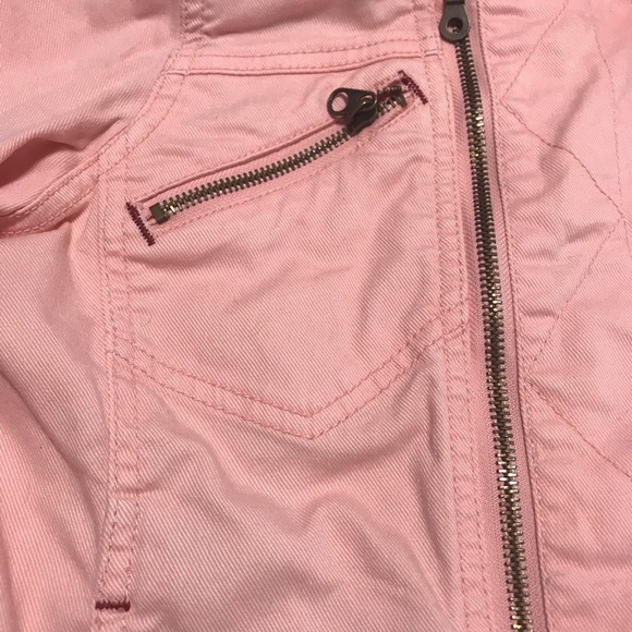 Sanctuary pink denim jacket large zipper - Picture 2 of 6